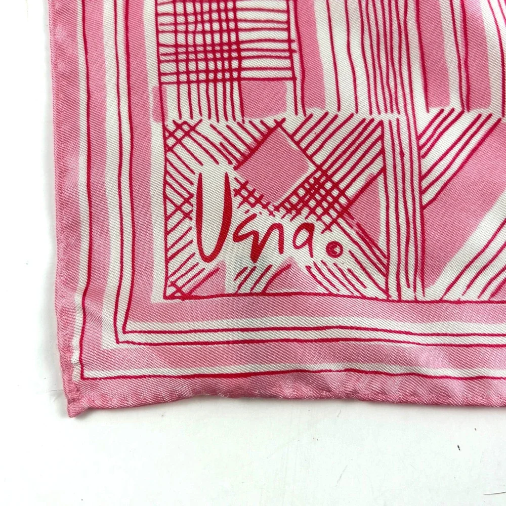 Vera Neumann Scarf Women Pink Vintage Geometric Nylon Made In Japan Barbiecore
